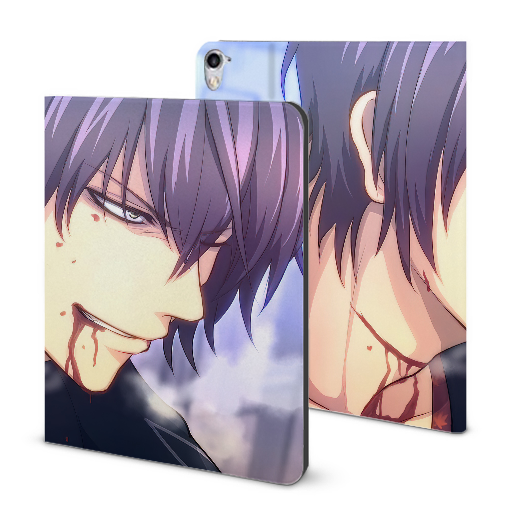 ぎんたま 坂田銀時（さかたぎんとき） 神楽 志村新八（しむら しんぱち） GINTAMA Sakata Gintoki Kagura Shimura Shinpachi IPad ケース ブック型 PUレザー TPU 耐衝撃 軽量 薄型 ペン収納なし 全面保護 IPad 各モデル対応